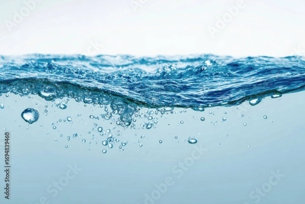Fototapeta Close-up view of water surface ripples and bubbles
