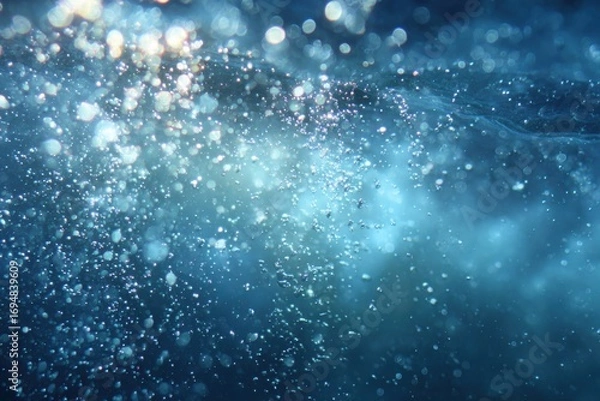 Fototapeta Underwater light show with bubbles