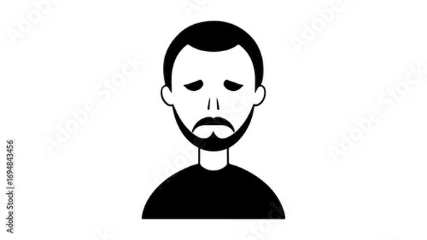 Fototapeta black and white portrait of a sad man shape vector illustration