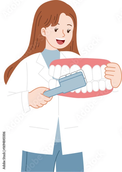 Fototapeta cute dentist explaining about oral care and hygine