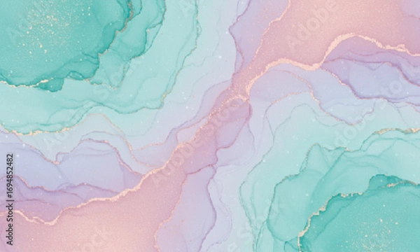 Obraz Iridescent Metallic Watercolor Abstract Background in Pastel Tones