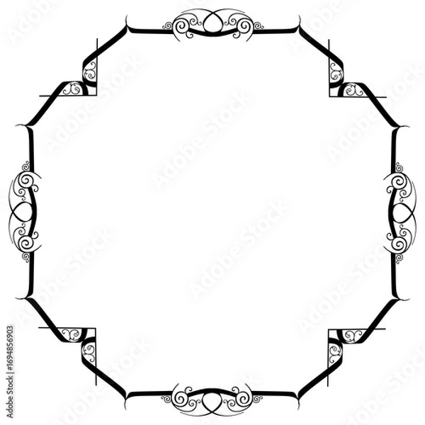 Fototapeta Vintage Ornamental Frame – Elegant Black  Border on a white background. JPG, 300 DPI