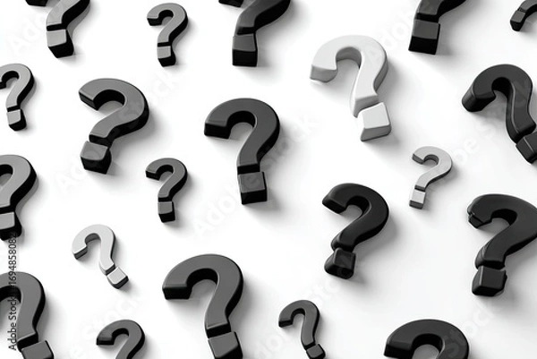 Fototapeta Question mark pattern on white background