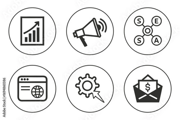 Fototapeta Vector art of set of seo and marketing icons