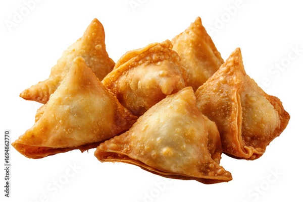 Obraz Golden Fried Samosas Appetizer Snack Food pastry isolated on a transparent background image