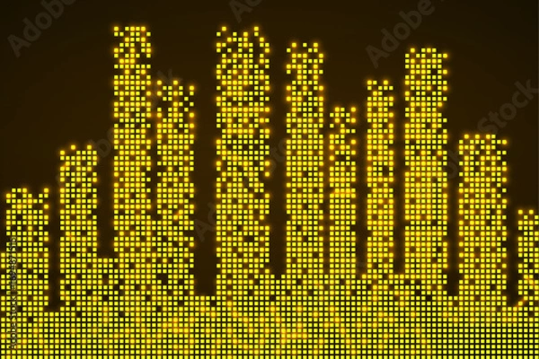 Fototapeta Abstract city of skyscrapers. Silhouette of megacity. Vector background