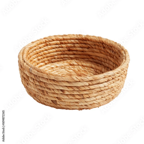 Obraz Woven Round Natural Fiber Basket with Textured Coils isolated on a transparent background image