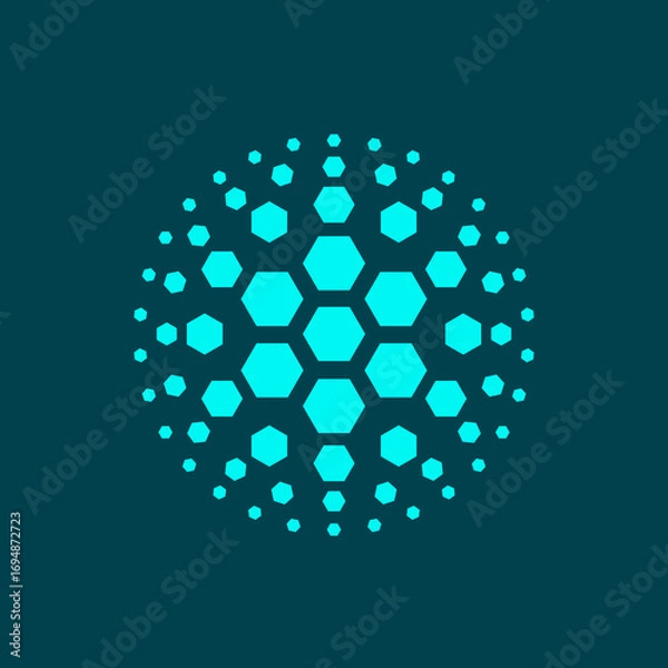 Fototapeta Hexagonal halftone symbol, geometric logo