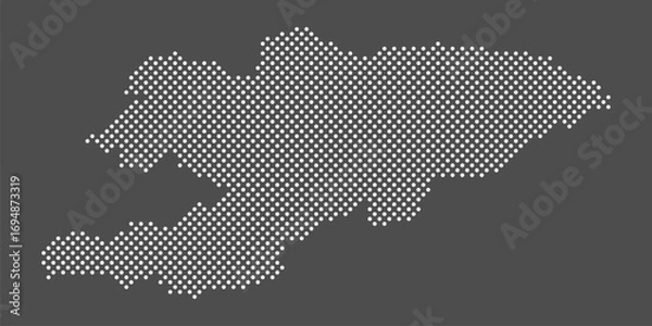Fototapeta Kyrgyzstan map dot on gray background.  Dotted map Kyrgyz Republic. Vector eps 10.