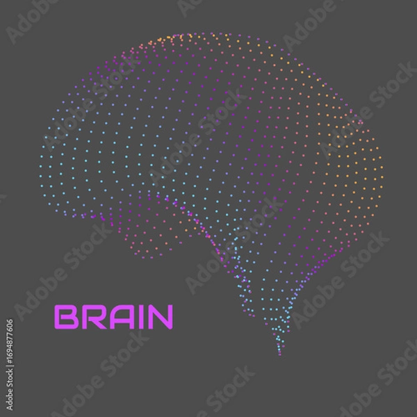 Fototapeta Abstract human brain of dotted. Vector illustration