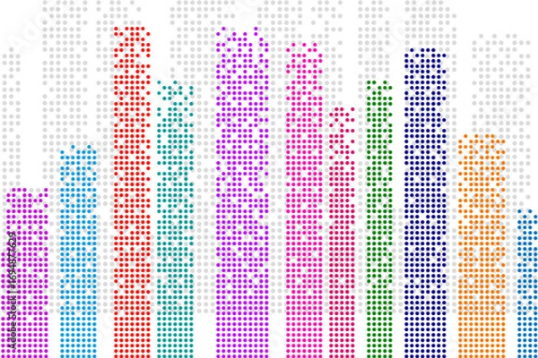 Fototapeta Abstract city of skyscrapers. Silhouette of megacity. Vector background