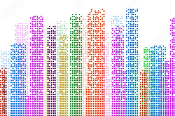 Fototapeta Abstract city of skyscrapers. Silhouette of megacity. Vector background