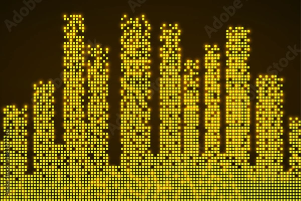 Fototapeta Abstract city of skyscrapers. Silhouette of megacity. Vector background