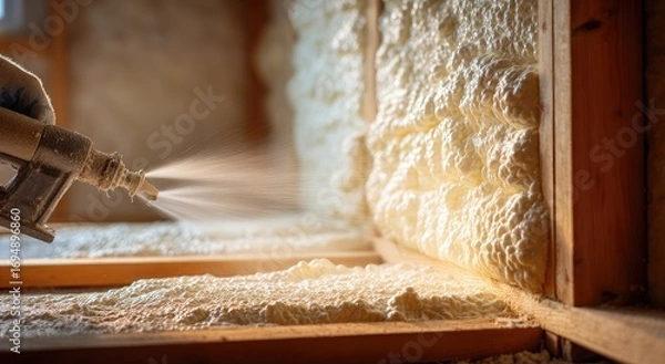Fototapeta Spray foam insulation application (1)