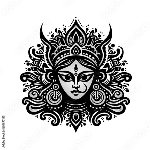 Fototapeta durga face icon vector