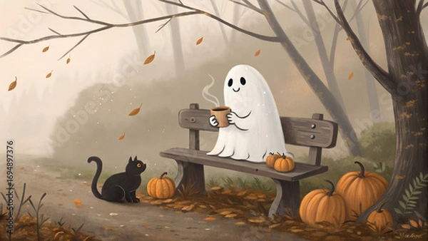 Obraz halloween pumpkin and ghost