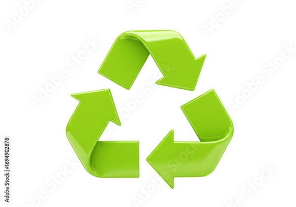 Fototapeta Isolated recyclable symbol with curved arrows, green eco recycle emblem concept