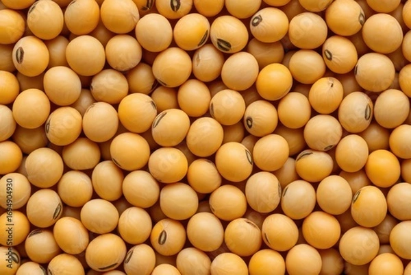 Fototapeta A Dense Collection of Yellow Soybeans Showcasing Their Organic Texture and Natural Color Variation in a Bright, Foraging Scene