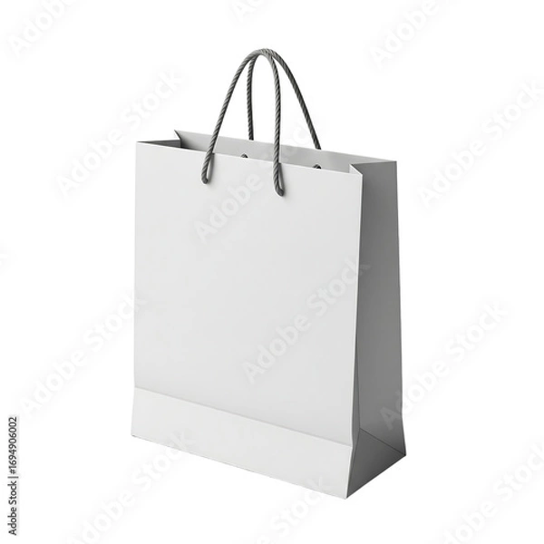 Fototapeta White Paper shopping bag mockup on transparent background