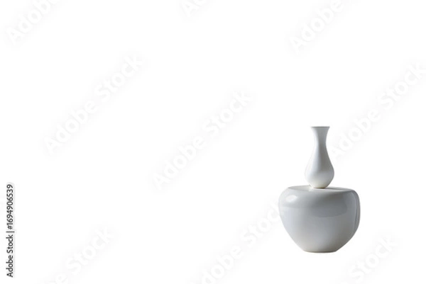 Obraz Ceramic vase with elegant neck isolated on white background