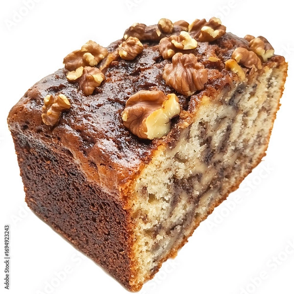 Obraz Marble Cake Slice with Walnut Topping
