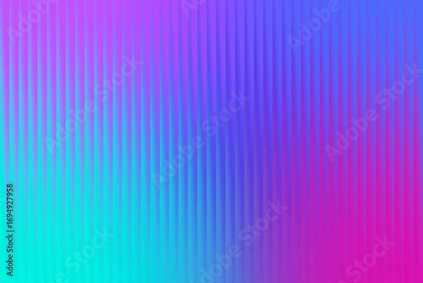 Fototapeta Futuristic abstract background with vertical ribbed texture and a vibrant gradient of purple, blue, and cyan, evoking a sense of technology