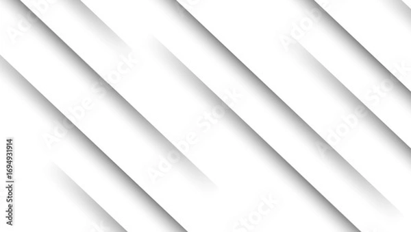 Fototapeta Abstract background with diagonal white stripes with soft gray drop shadows and 3D layered effect. Depth, simplicity, and geometric alignment. Used for corporate, futuristic, professional visual style