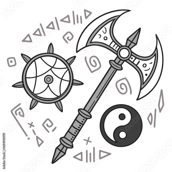 Fototapeta sword and shield