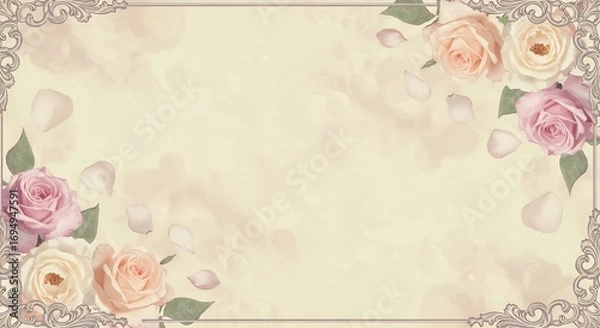 Fototapeta 優美なバラと古風な背景 淡い光で輝く上品なデザイン