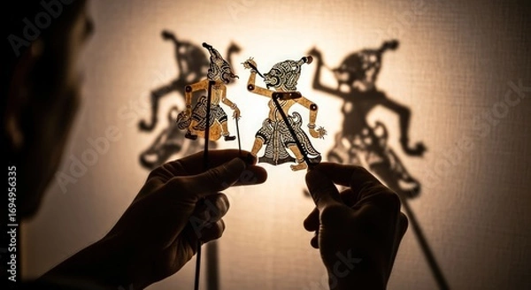 Fototapeta Wayang Kulit: Shadow Puppets Performance Art from Indonesia
