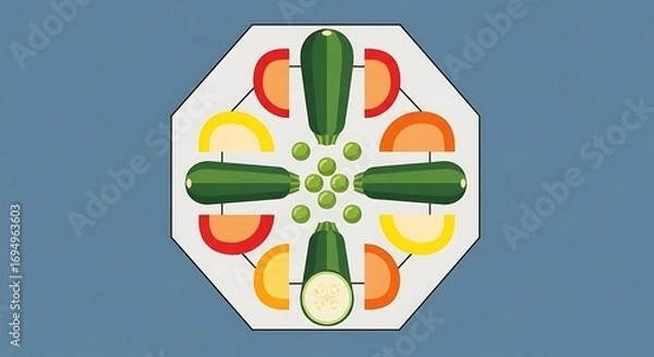 Fototapeta Vegetable Platter with Top View.