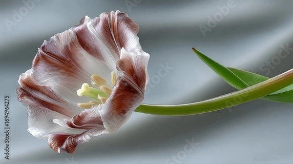Fototapeta Delicate glass flower showcases intricate petals and light transitions, creating an ethereal effect in a fantasy-inspired setting
