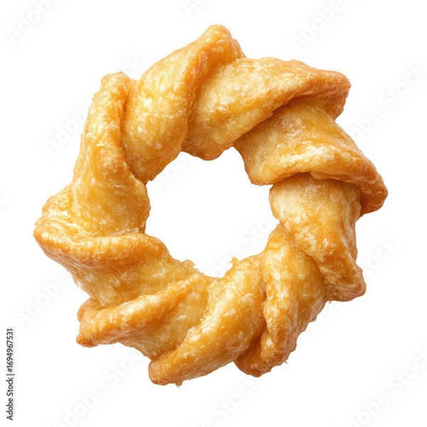 Fototapeta Delicious Twisted Fried Dough Ring, Perfect for Breakfast or Snacks on transparent background