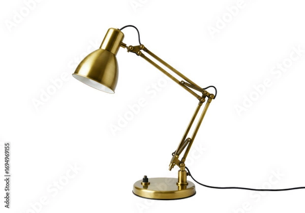 Fototapeta Isolated desk lamp on a base with flexible arm adjustable lighting fixture home decor