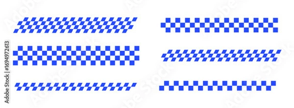 Obraz rally flag texture. chess background pattern. blue and white square texture.