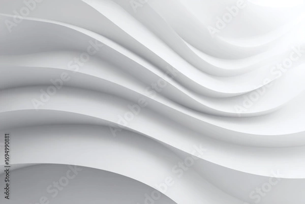 Fototapeta Abstract white wavy background design elegant curves flowing lines modern art style