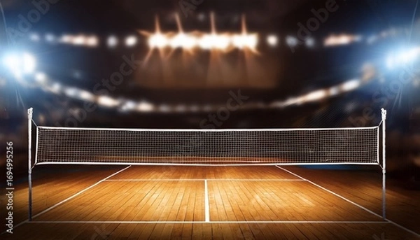 Fototapeta gym background volleyball net in dim light