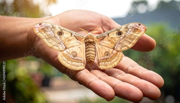 Obraz Large moth held in a hand