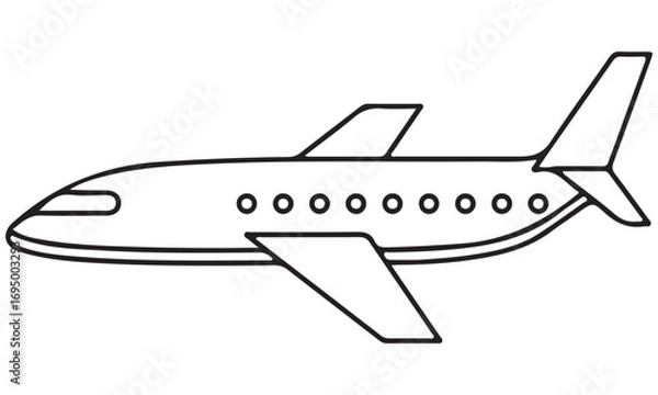 Fototapeta Simple Outline Drawing of a Passenger Airplane