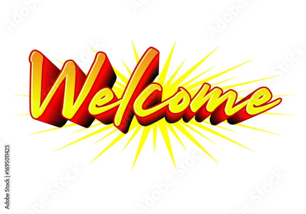 Obraz Welcome Stylish Greeting Lettering Design with Sunburst