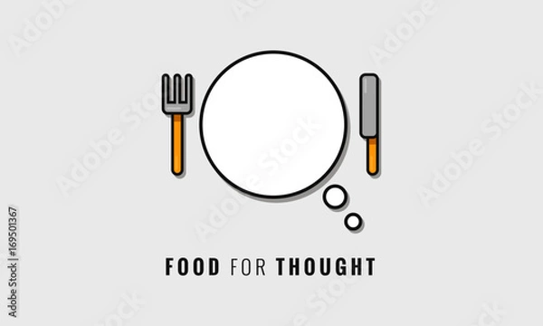 Fototapeta Food For Thought Concept With Fork And Knife