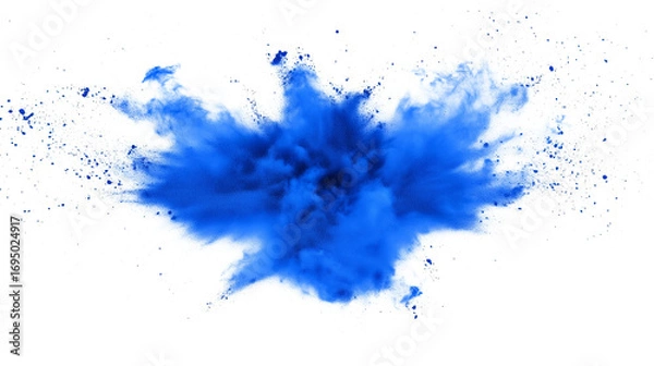 Obraz artistic blue powder burst in air on white background, isolated vector PNG