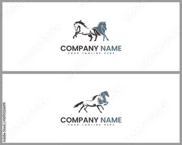 Fototapeta Elegant horse logo design two variations majestic equine symbol for branding and company identity