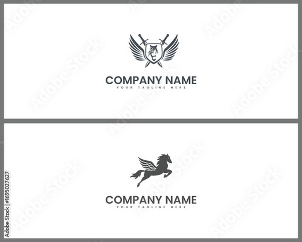 Fototapeta Pegasus mythical creature logo for branding and business identity