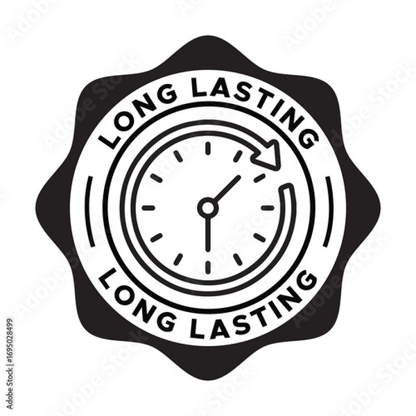 Fototapeta Long Lasting Label Vector Design | Durability Seal Badge Icon | Quality and Endurance Product Stamp