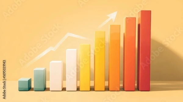 Fototapeta Colorful Bar Chart Illustrating Sales Growth and Marketing Success Financial Progress Graph for HighImpact Presentations, Ideal for Business Projects or Campaigns, Inspiring Confidence and.