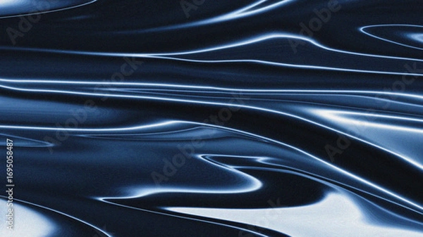 Obraz Abstract blue chrome fluid texture, grainy background. texture.