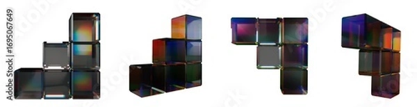 Fototapeta Glass cubes with diffused light effect on white background. Modern and abstract style, creating a bright visual effect.