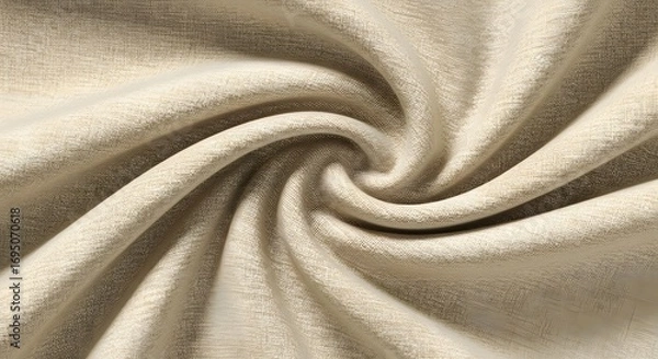 Fototapeta Close up shot of beige fabric texture with a swirling pattern creating depth and visual interest