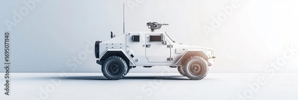 Obraz edium shot of autonomous armored vehicle equipped with sensor arrays and cameras.